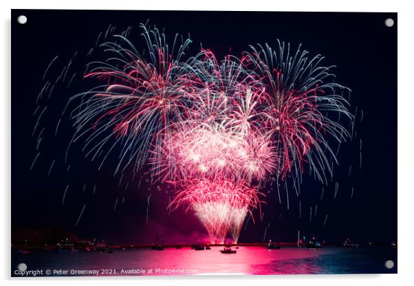 Display At The British Firework Championships Acrylic by Peter Greenway