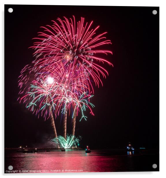 British Firework Championships At Plymouth Acrylic by Peter Greenway