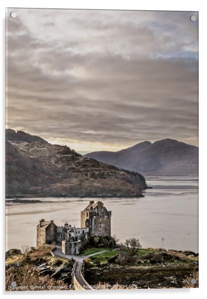 Eilean Donan Castle in the Scottish Highlands From The Hills Acrylic by Peter Greenway