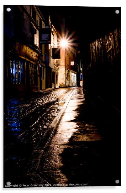 The Famous Medieval 'Shambles' In York At Christmas Acrylic by Peter Greenway