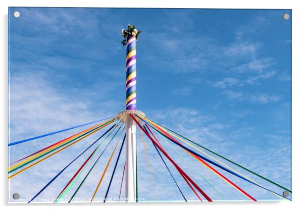The Woved Coloured Ribbon Patterns On The Maypole Acrylic by Peter Greenway