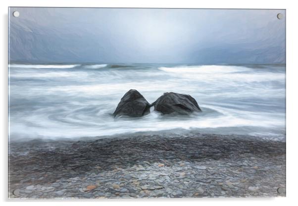 Pacific Ocean Two Rocks Acrylic by Chuck Koonce