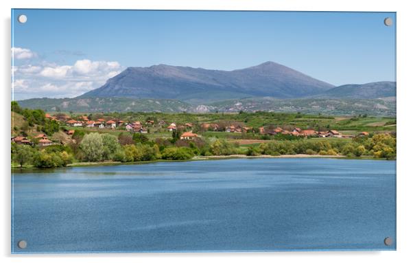Bovan Lake and mountain Rtanj near Sokobanja in Serbia Acrylic by Mirko Kuzmanovic