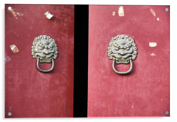Chinese Lion head door knob knockers in Beijing Acrylic by Mirko Kuzmanovic