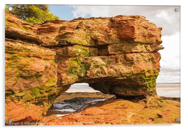 Rock Formation alongside the River Severn Acrylic by Graham Lathbury