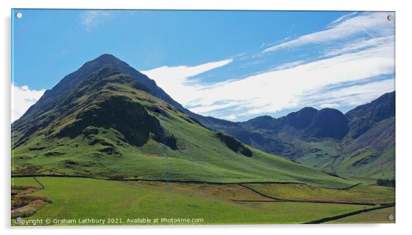 Peaks surrounding Gatesgarth at Buttermere, Lake District Acrylic by Graham Lathbury