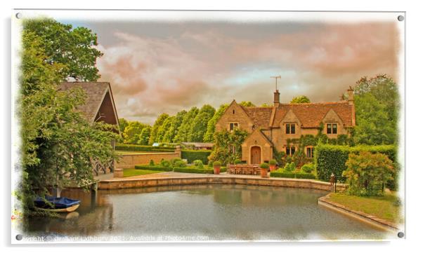 Cotswolds House &  Lake Acrylic by Graham Lathbury
