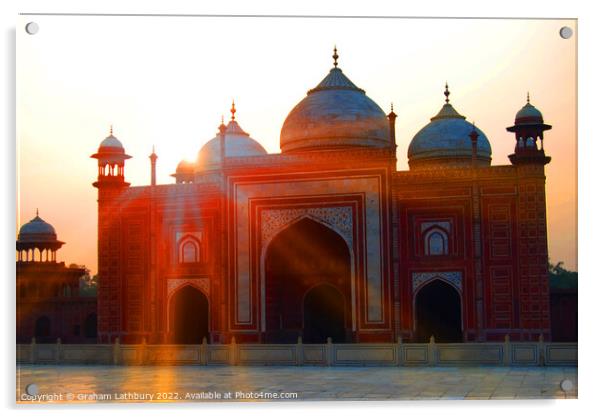 The Mosque of the Taj Mahal Acrylic by Graham Lathbury