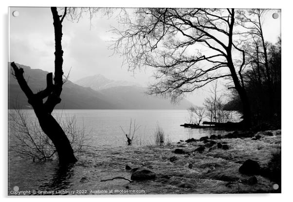Monochrome Loch Lomond Acrylic by Graham Lathbury