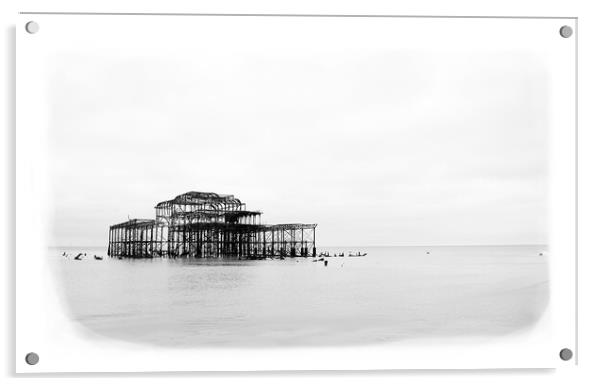 Monochrome West Pier, Brighton Acrylic by Graham Lathbury