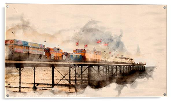 Paignton Pier, Devon - Watercolour Acrylic by Graham Lathbury