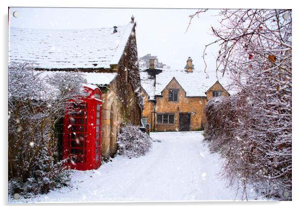 Castle Combe in winter Acrylic by Graham Lathbury