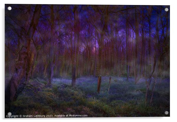 Misty Cotswolds Bluebells Acrylic by Graham Lathbury