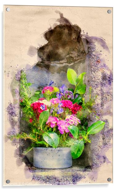 Flower Display - Watercolour Acrylic by Graham Lathbury