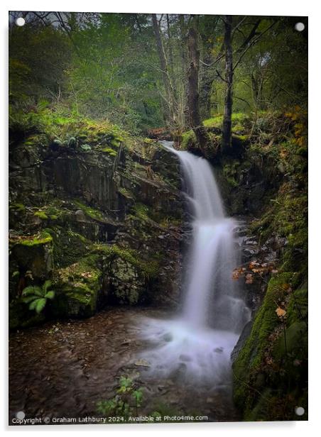 Lake District Waterfall Acrylic by Graham Lathbury