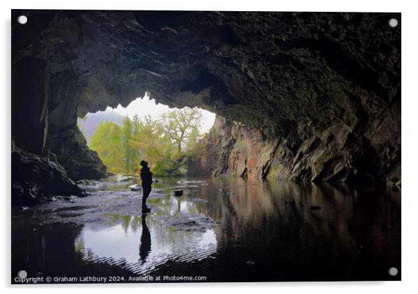Rydal Cave Lake District Acrylic by Graham Lathbury