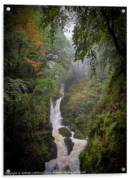 Lake District Waterfall Acrylic by Graham Lathbury