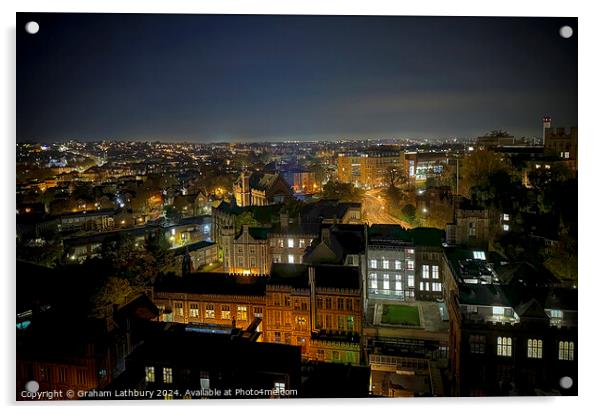 Bristol Night Cityscape Acrylic by Graham Lathbury