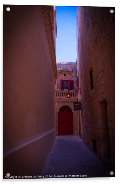 Mdina, Malta, side street Acrylic by Graham Lathbury