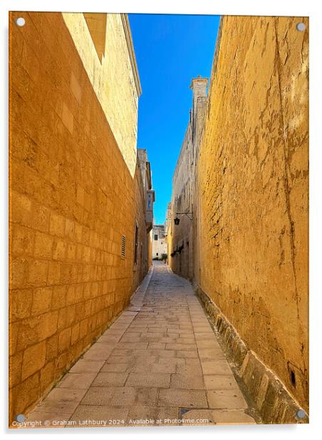 Mdina, Malta,  Side Street Acrylic by Graham Lathbury