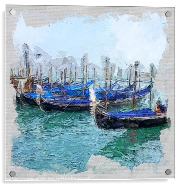 Venetian Gondolas - watercolour Acrylic by Graham Lathbury