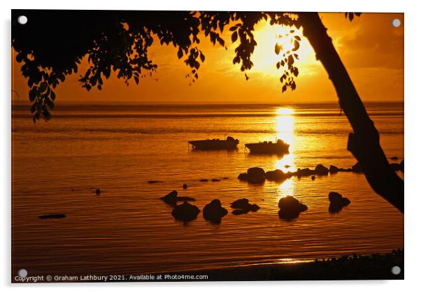 Sunset Mauritius Acrylic by Graham Lathbury