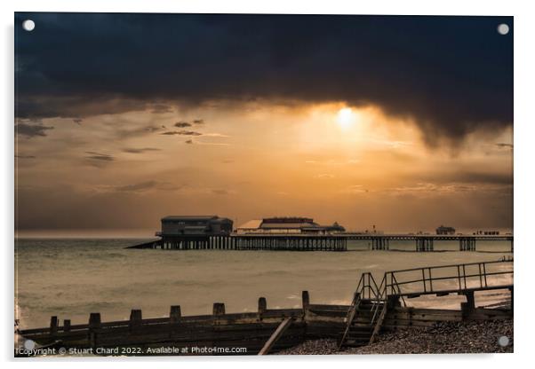 A sunset over Cromer pier in winter Acrylic by Stuart Chard