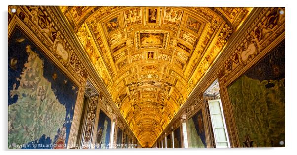 Vatican, Wall and ceiling paintings in the Gallery of Maps Acrylic by Stuart Chard