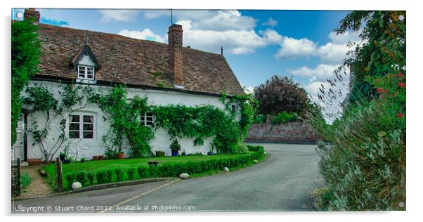 English country cottage Acrylic by Stuart Chard
