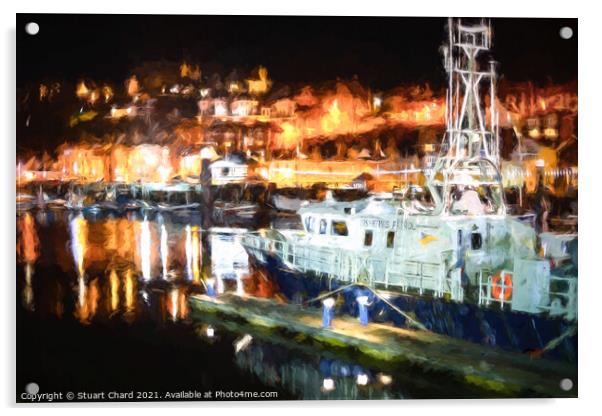 Whitby Harbour Fisheries Patrol Boat Acrylic by Stuart Chard