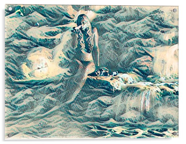 Mermaid on the rocks Acrylic by Stuart Chard