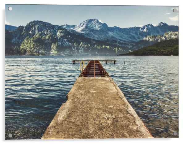 Lake and mountains Acrylic by Stuart Chard