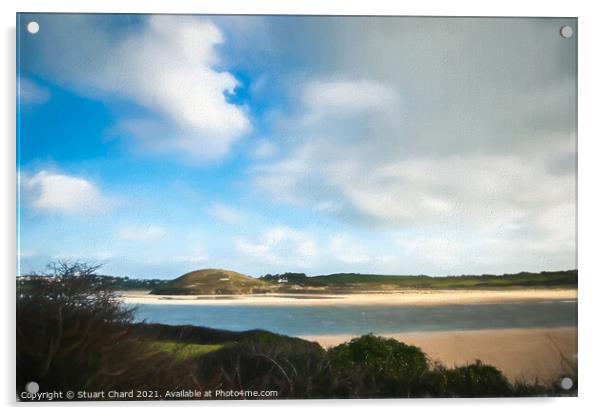 River estuary with dunes and beach at Hayle in Nor Acrylic by Stuart Chard