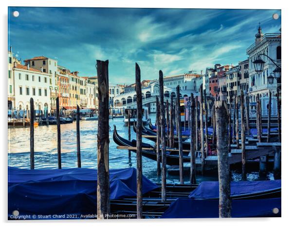 Rialto bridge and Grand Canal in Venice, Italy. Acrylic by Stuart Chard