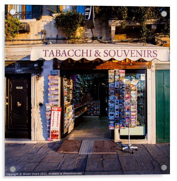 Venice tabacchi tobacconist shop and souenirs Acrylic by Stuart Chard