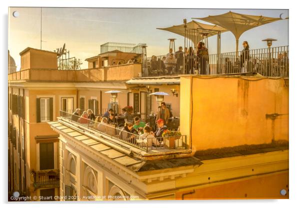 Al fresco dining in Rome Italy Acrylic by Stuart Chard