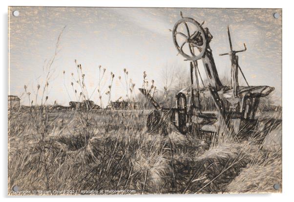 old english farm plough machine Acrylic by Stuart Chard