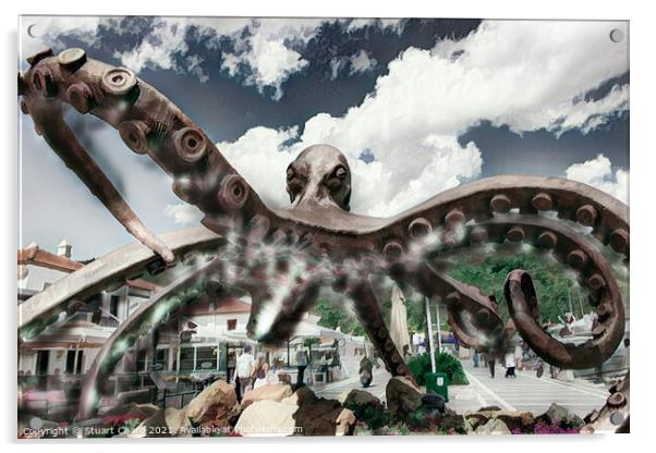 Octopus bronze sculpture Acrylic by Stuart Chard