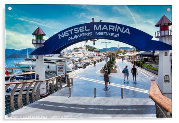 Netsel Marina and promenade in Marmaris Turkey Acrylic by Stuart Chard