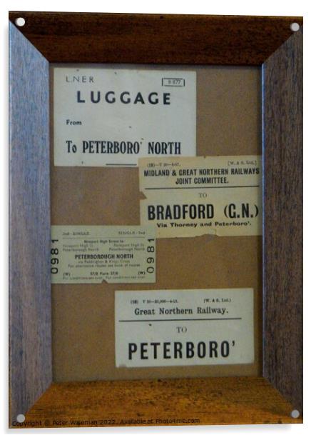 Vintage L.N.E.R and G.N.R train tickets to Peterborough in a frame Acrylic by Peter Wiseman
