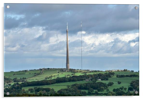 Emley Moor transmitter masts Acrylic by Roy Hinchliffe