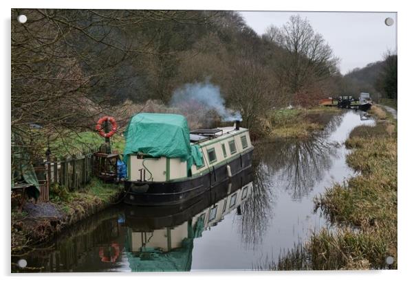 Canal narrow boat Acrylic by Roy Hinchliffe