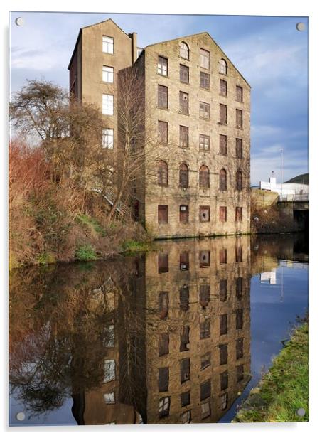 Building reflections in the Huddersfield canal Acrylic by Roy Hinchliffe