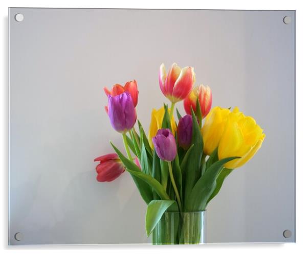 Tulips in vase Acrylic by Roy Hinchliffe