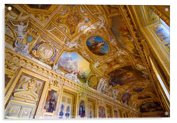 Decorated ceiling of the Apollo Gallery (Galerie d'Apollon) at Louvre Museum in Paris, France Acrylic by Chun Ju Wu