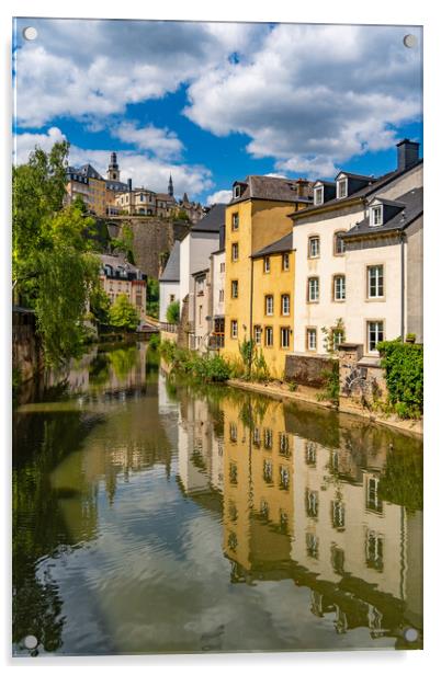 View of Grund district and Alzette river in Luxembourg City Acrylic by Chun Ju Wu