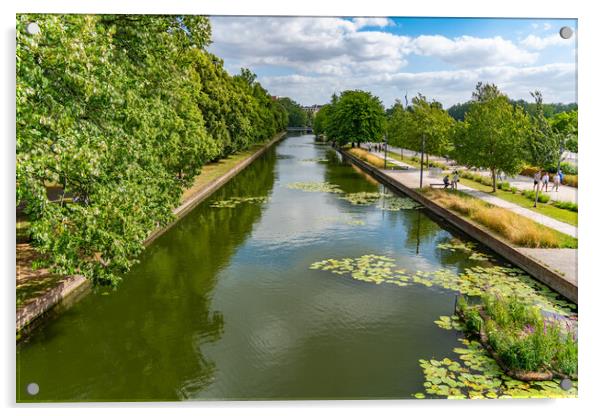 Canal de la Moyenne-Deule at Lille, France Acrylic by Chun Ju Wu