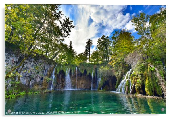 Galovački Buk Waterfall at Galovac lake in Plitvice Lakes National Park (Plitvička Jezera), Croatia Acrylic by Chun Ju Wu
