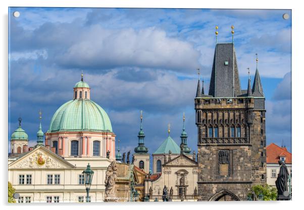 Charles Bridge tower in Prague, Czech Republic Acrylic by Chun Ju Wu