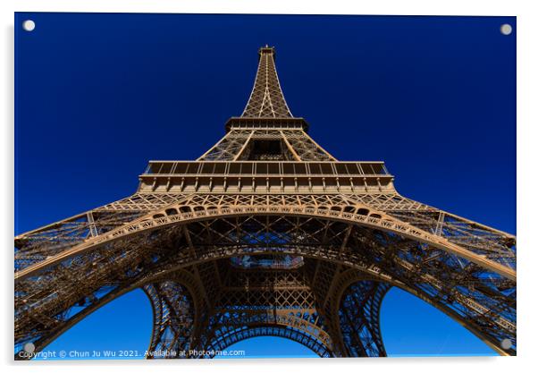 Eiffel Tower with sunny blue sky in Paris, France Acrylic by Chun Ju Wu